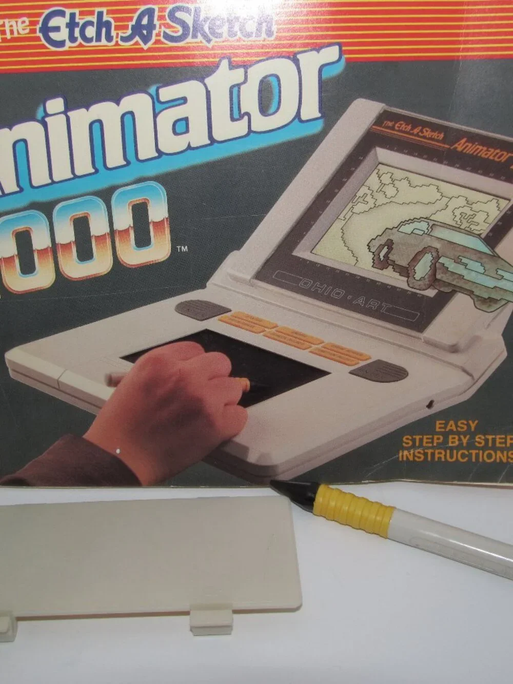 Etch A Sketch Animator 2000 1987 Battery Cover Pen & Manual Replacement Parts
